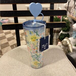 Roller Rabbit Multicolor Tumbler with Blue Heart Straw Limited Edition- NWT
